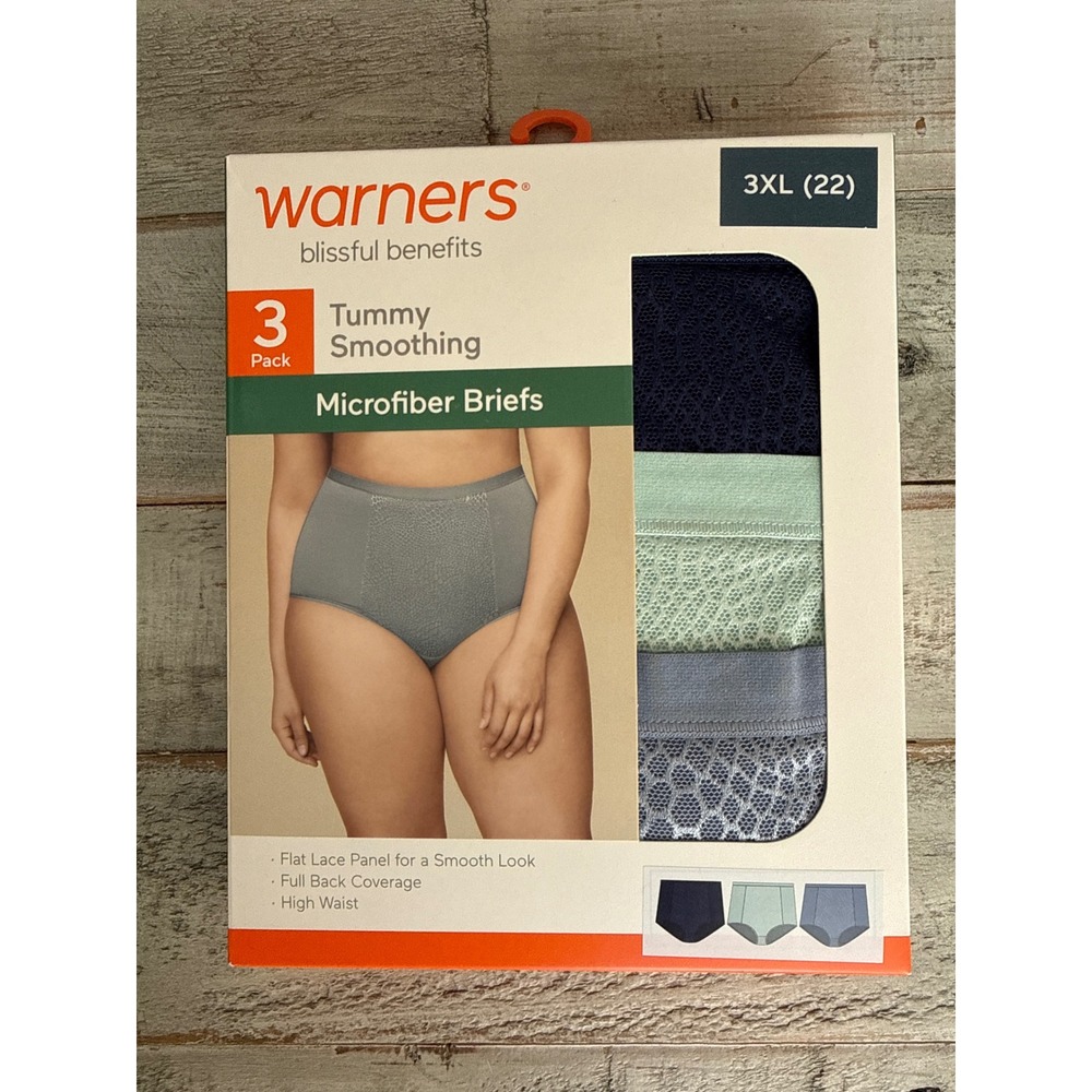 Warners Blissful Benefits Tummy Smoothing Microfiber Briefs 3 Pack 3XL 22 Multi